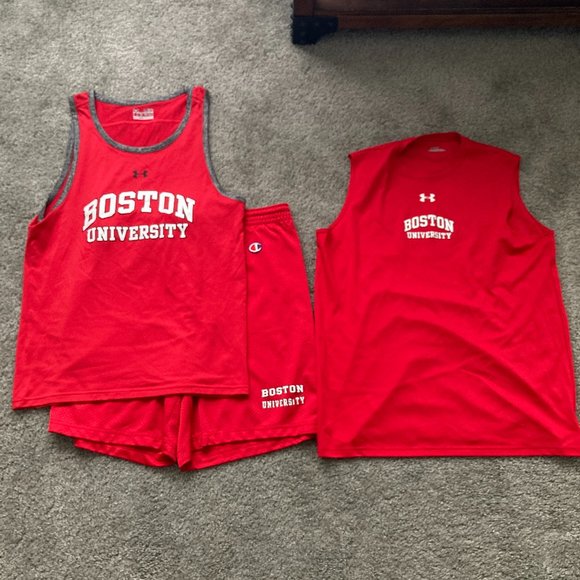 ❌SOLD❌ BU Boston University Branded Under Armour & Champion Tanks + Shorts - Picture 1 of 11
